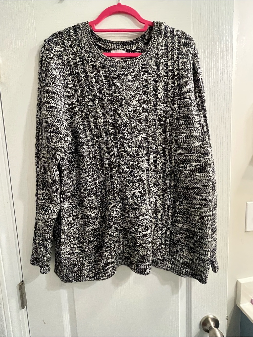 Old Navy Black and White Cable Knit Sweater